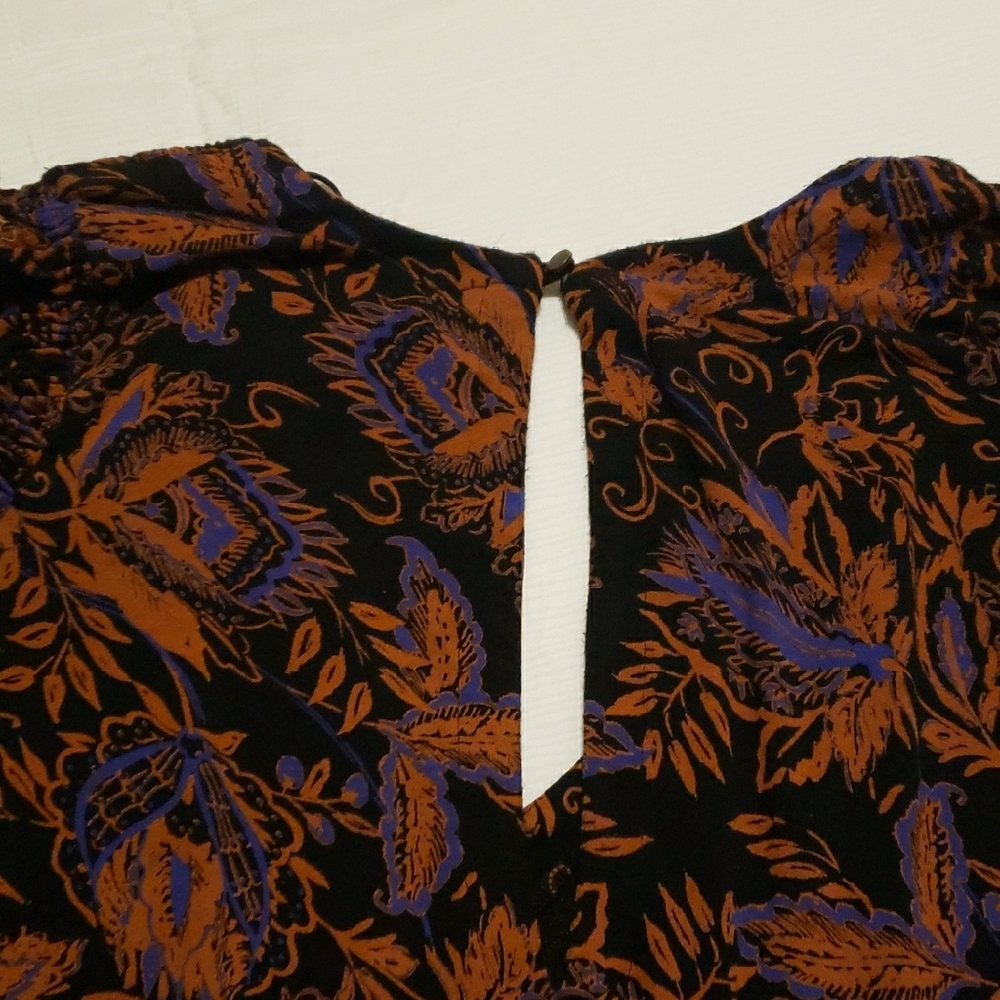 FREE PEOPLE Floral Long Sleeve  Dress - Black and Purple - Picture 5 of 7